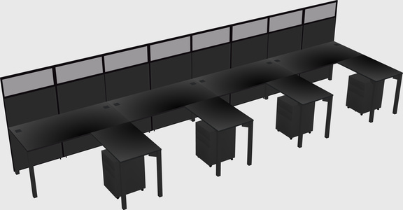 Shared l-shaped cubicle