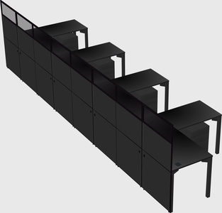 Shared l-shaped cubicle
