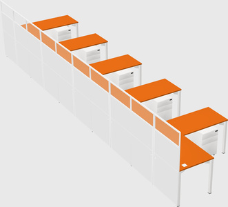 Shared l-shaped cubicle