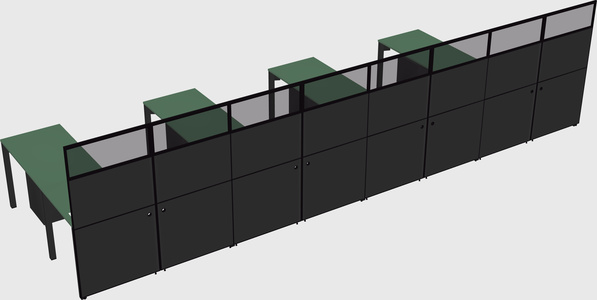 Shared l-shaped cubicle