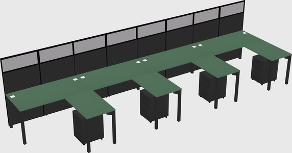 Shared l-shaped cubicle