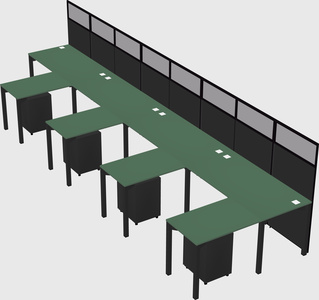 Shared l-shaped cubicle
