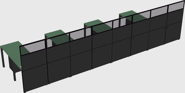 Shared l-shaped cubicle