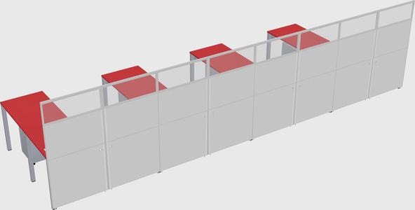 Shared l-shaped cubicle