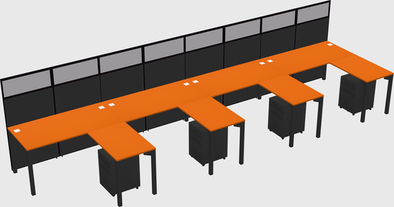Shared l-shaped cubicle