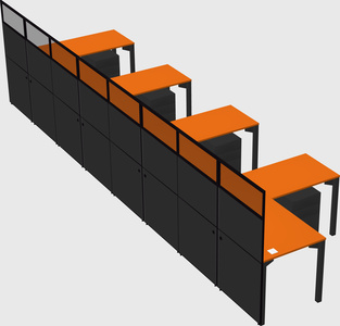 Shared l-shaped cubicle