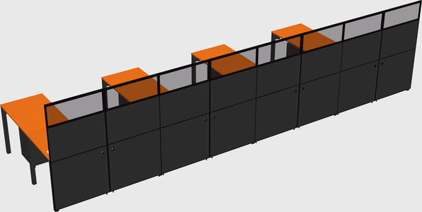 Shared l-shaped cubicle