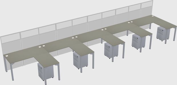 Shared l-shaped cubicle