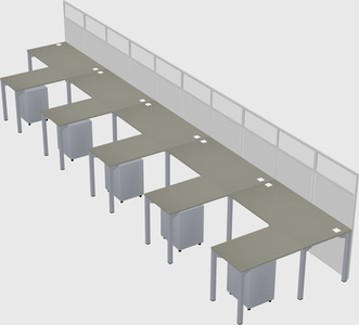 Shared l-shaped cubicle
