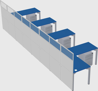 Shared l-shaped cubicle