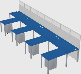 Shared l-shaped cubicle