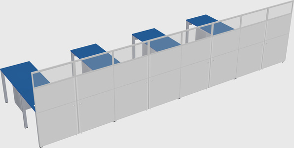 Shared l-shaped cubicle