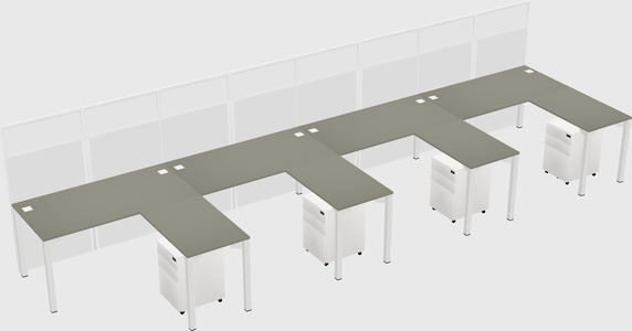 Shared l-shaped cubicle