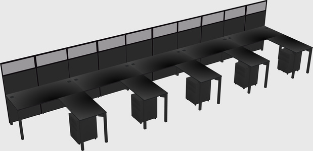 Shared l-shaped cubicle