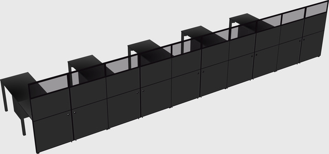 Shared l-shaped cubicle