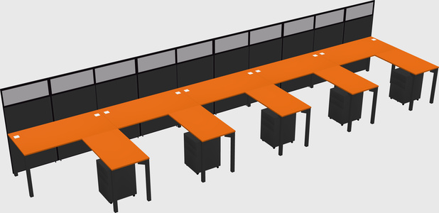 Shared l-shaped cubicle