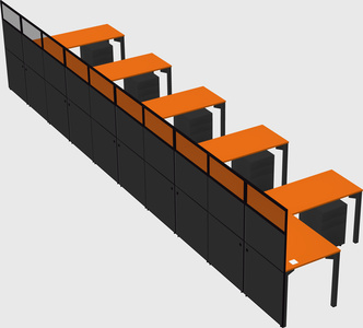 Shared l-shaped cubicle