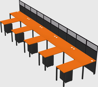 Shared l-shaped cubicle