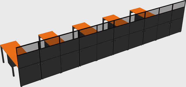Shared l-shaped cubicle