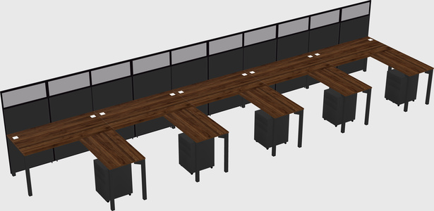 Shared l-shaped cubicle