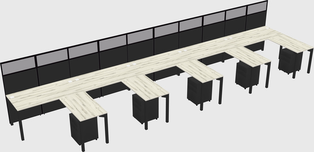 Shared l-shaped cubicle