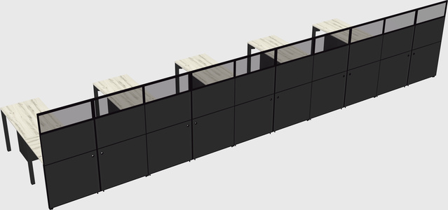 Shared l-shaped cubicle