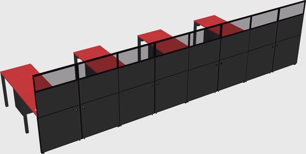 Shared l-shaped cubicle