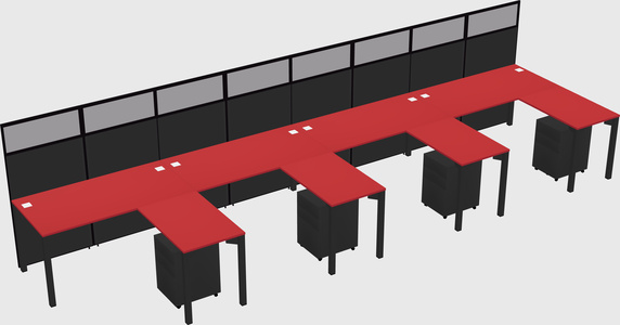 Shared l-shaped cubicle