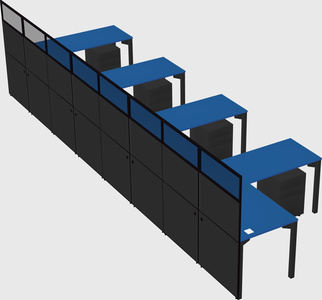 Shared l-shaped cubicle