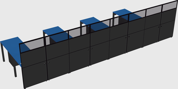 Shared l-shaped cubicle