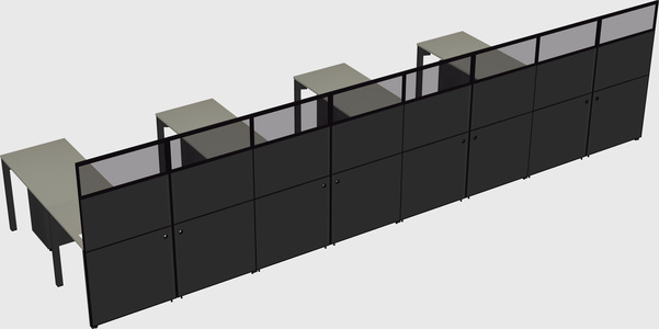Shared l-shaped cubicle