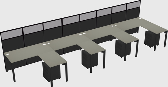 Shared l-shaped cubicle