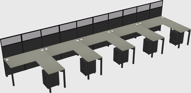 Shared l-shaped cubicle