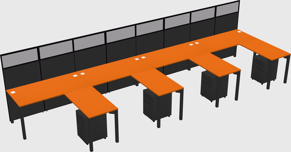 Shared l-shaped cubicle