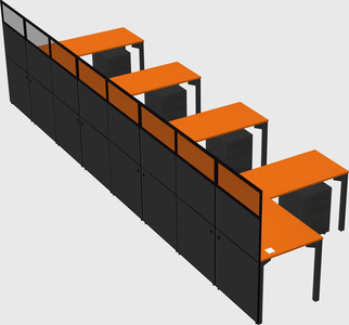 Shared l-shaped cubicle