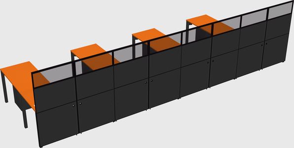 Shared l-shaped cubicle