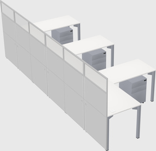 Shared l-shaped cubicle