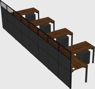 Shared l-shaped cubicle