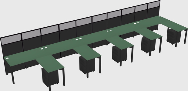 Shared l-shaped cubicle
