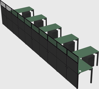 Shared l-shaped cubicle