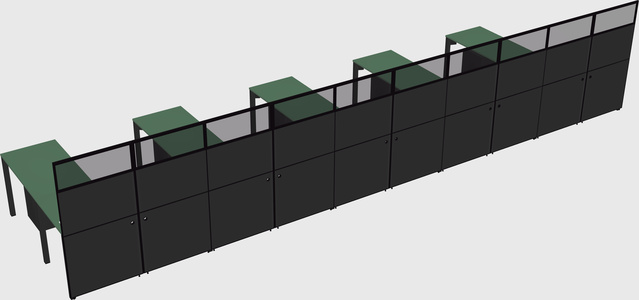Shared l-shaped cubicle