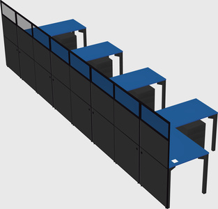 Shared l-shaped cubicle