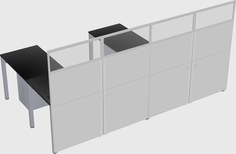 Shared l-shaped cubicle