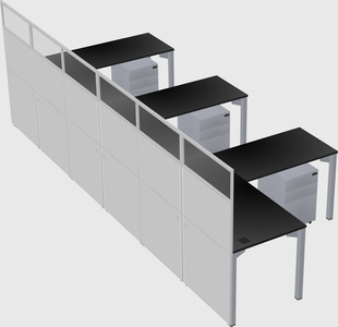 Shared l-shaped cubicle