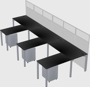 Shared l-shaped cubicle
