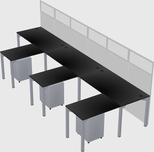 Shared l-shaped cubicle