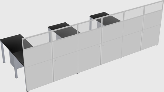 Shared l-shaped cubicle