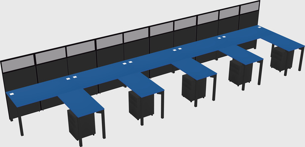 Shared l-shaped cubicle