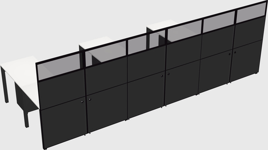 Shared l-shaped cubicle