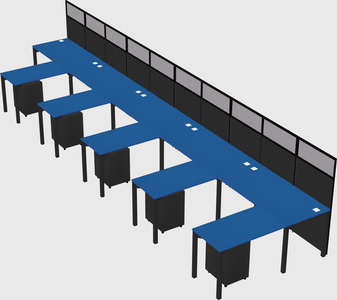 Shared l-shaped cubicle